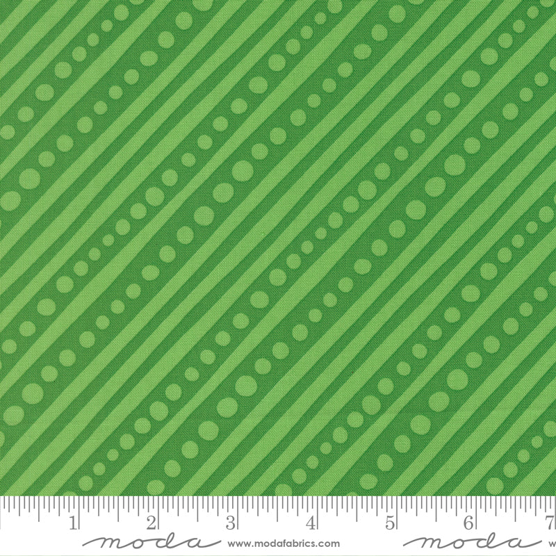Snow Time - Dotted Bias Stripe Hollyleaf - 22504 12 by Me and My Sister Designs for Moda