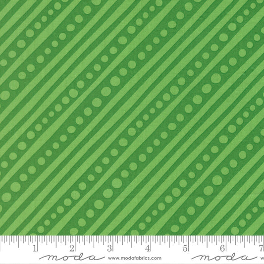 Snow Time - Dotted Bias Stripe Hollyleaf - 22504 12 by Me and My Sister Designs for Moda