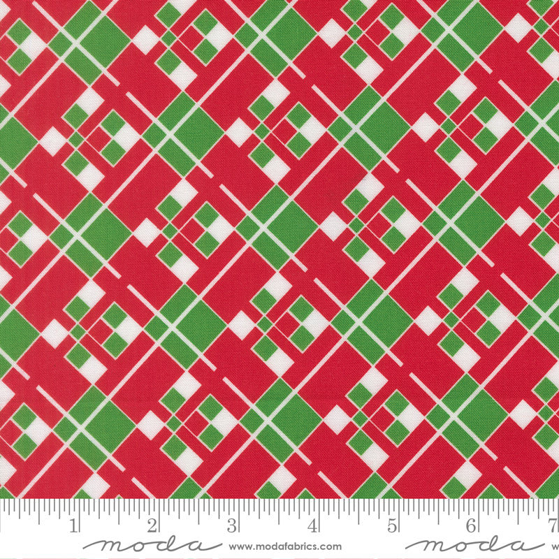 Snow Time - Vintage Checks and Plaids Poinsettia Red - 22505 14 by Me and My Sister Designs for Moda