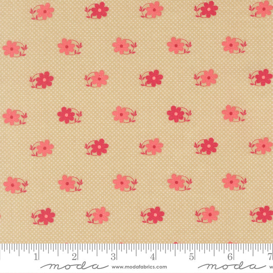 Petals and Polka Dots Pinwheels Florals Dots Linen - 3083 13 - by Bunny Hill Designs for Moda