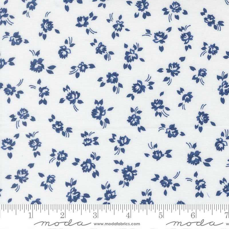 Blueprint White Navy Grace Small Floral - 55331 26 by Camille Roskelley for Moda
