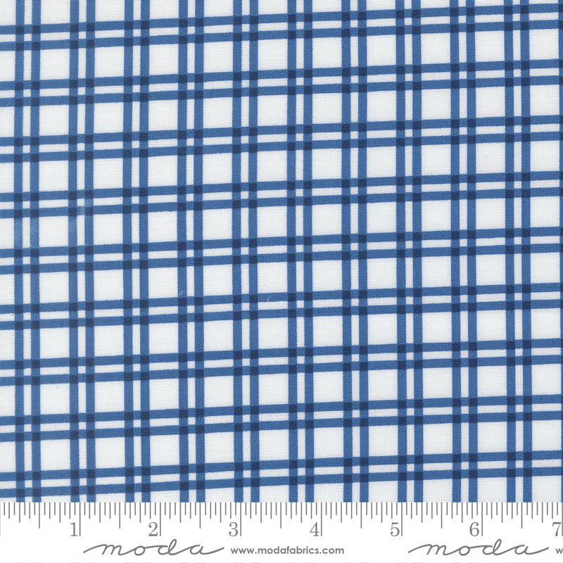 Blueprint Plaid White Navy - 55332 26 by Camille Roskelley for Moda