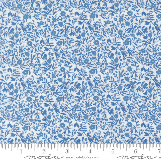 Blueprint Frolic Florals White Blue - 55335 11 by Camille Roskelley for Moda