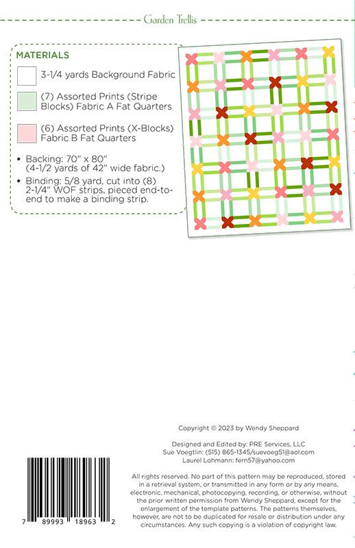 Garden Trellis Quilt Pattern by Wendy Sheppard