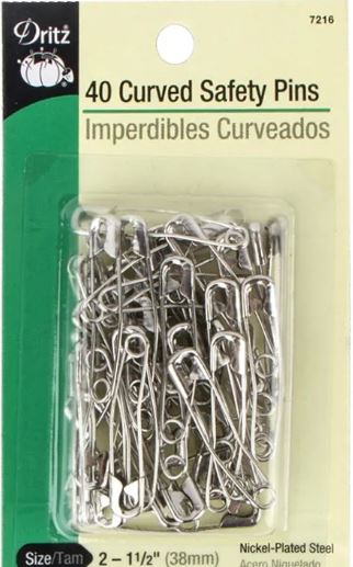 Curved 40 Count Curved Nickel Safety Pins Size 2 40ct