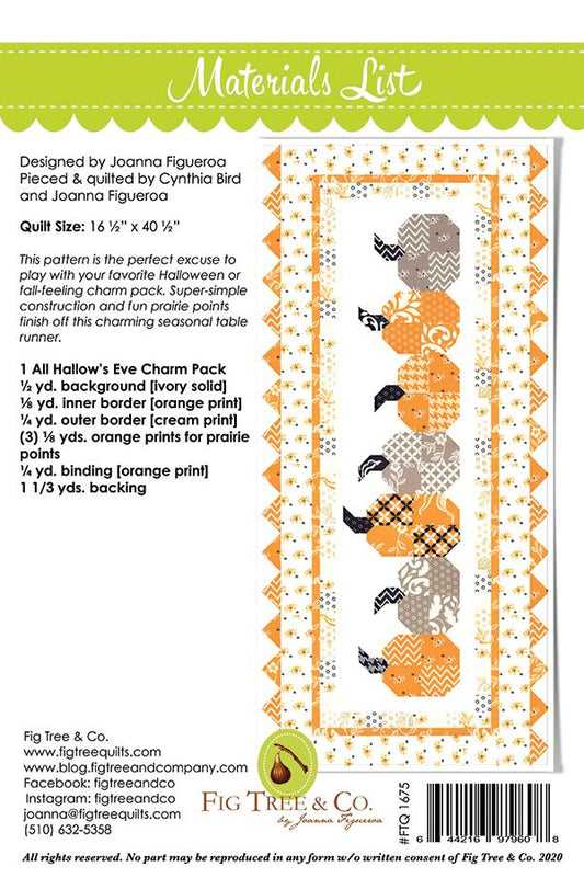 Pumpkins In A Row Table Runner Quilt Pattern