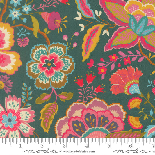 Sitara Jasmine Dark Teal 11980 14 by Crystal Manning for Moda