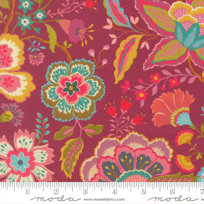 Sitara Jasmine Rose Wine 11980 20 by Crystal Manning for Moda