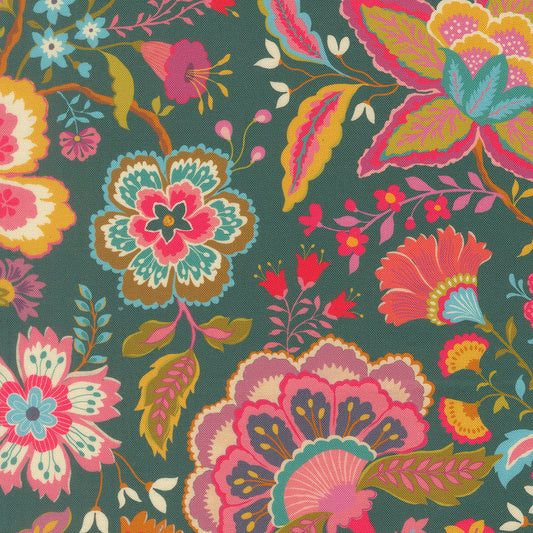 Sitara Jasmine Dark Teal 11980 14 by Crystal Manning for Moda