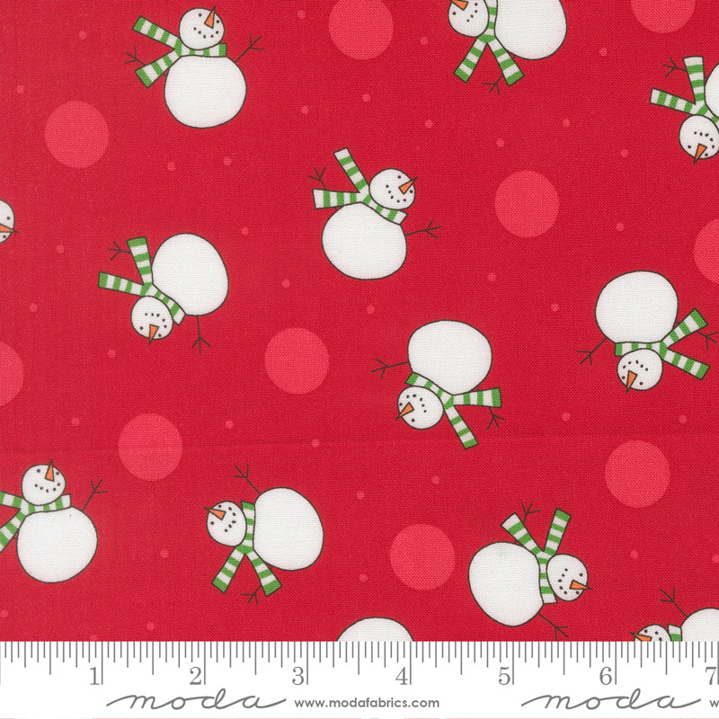Snow Time - Tossed Snowman Poinsettia Red - 22501 14 by Me and My Sister Designs for Moda
