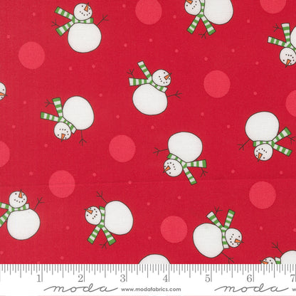 Snow Time - Tossed Snowman Poinsettia Red - 22501 14 by Me and My Sister Designs for Moda