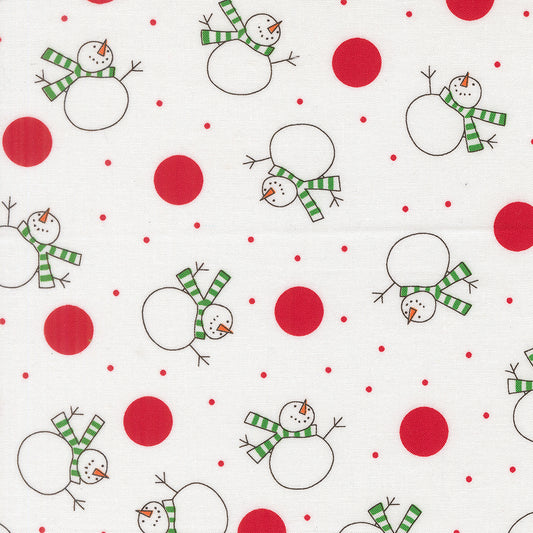 Snow Time - Tossed Snowman Winter White - 22501 11 by Me and My Sister Designs for Moda