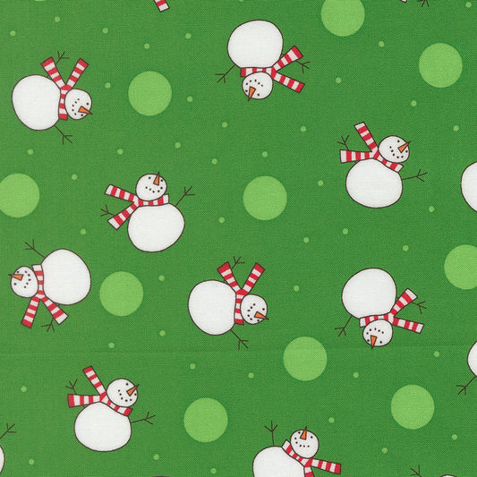 Snow Time - Tossed Snowman Evergreen - 22501 13 by Me and My Sister Designs for Moda