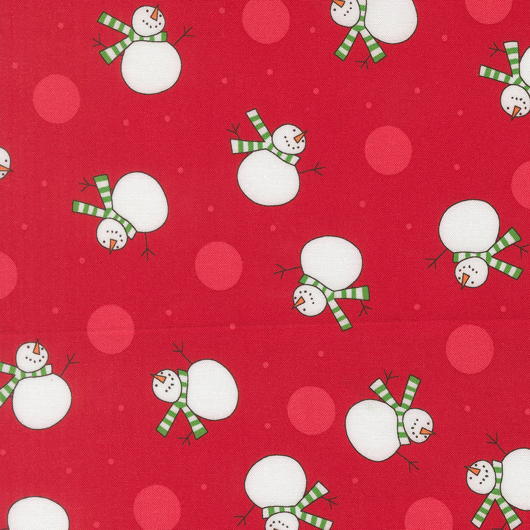 Snow Time - Tossed Snowman Poinsettia Red - 22501 14 by Me and My Sister Designs for Moda