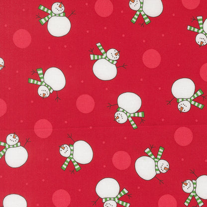 Snow Time - Tossed Snowman Poinsettia Red - 22501 14 by Me and My Sister Designs for Moda