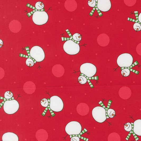 Snow Time - Tossed Snowman Poinsettia Red - 22501 14 by Me and My Sister Designs for Moda