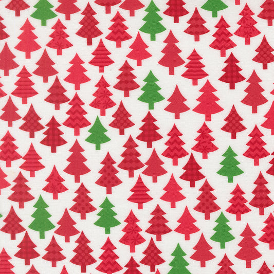 Snow Time - Christmas Trees Poinsettia Red - 22502 24 by Me and My Sister Designs for Moda
