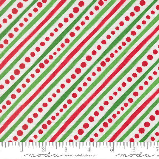 Snow Time - Dotted Bias Stripe Winter White - 22504 11 by Me and My Sister Designs for Moda