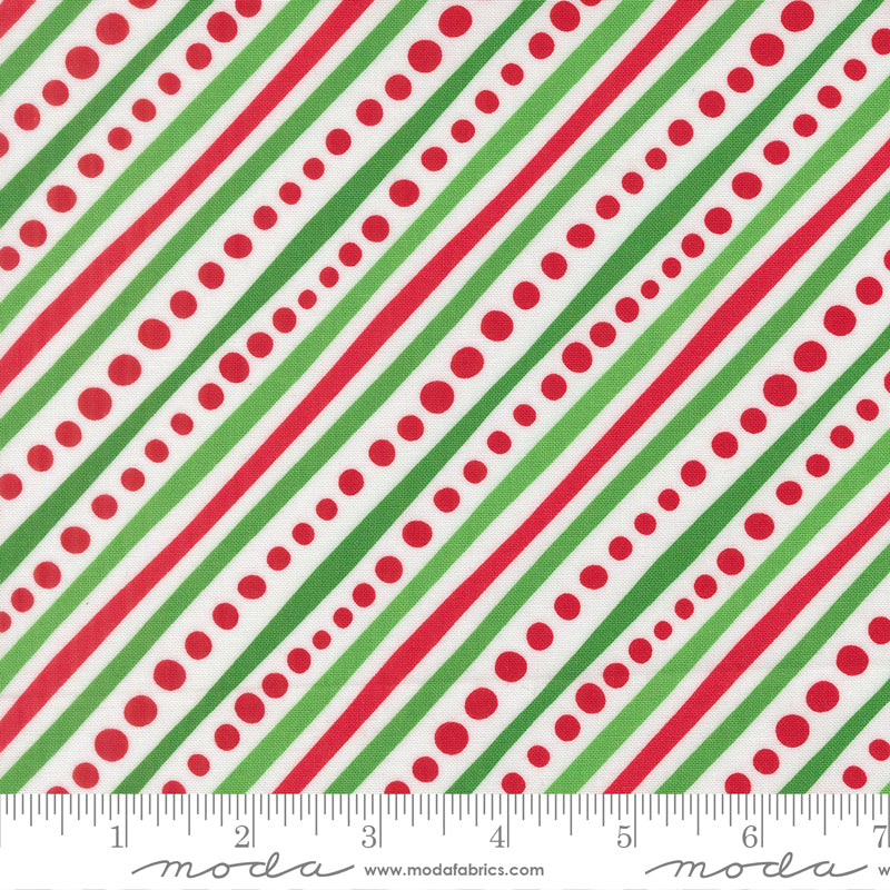 Snow Time - Dotted Bias Stripe Winter White - 22504 11 by Me and My Sister Designs for Moda