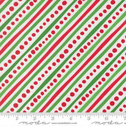 Snow Time - Dotted Bias Stripe Winter White - 22504 11 by Me and My Sister Designs for Moda