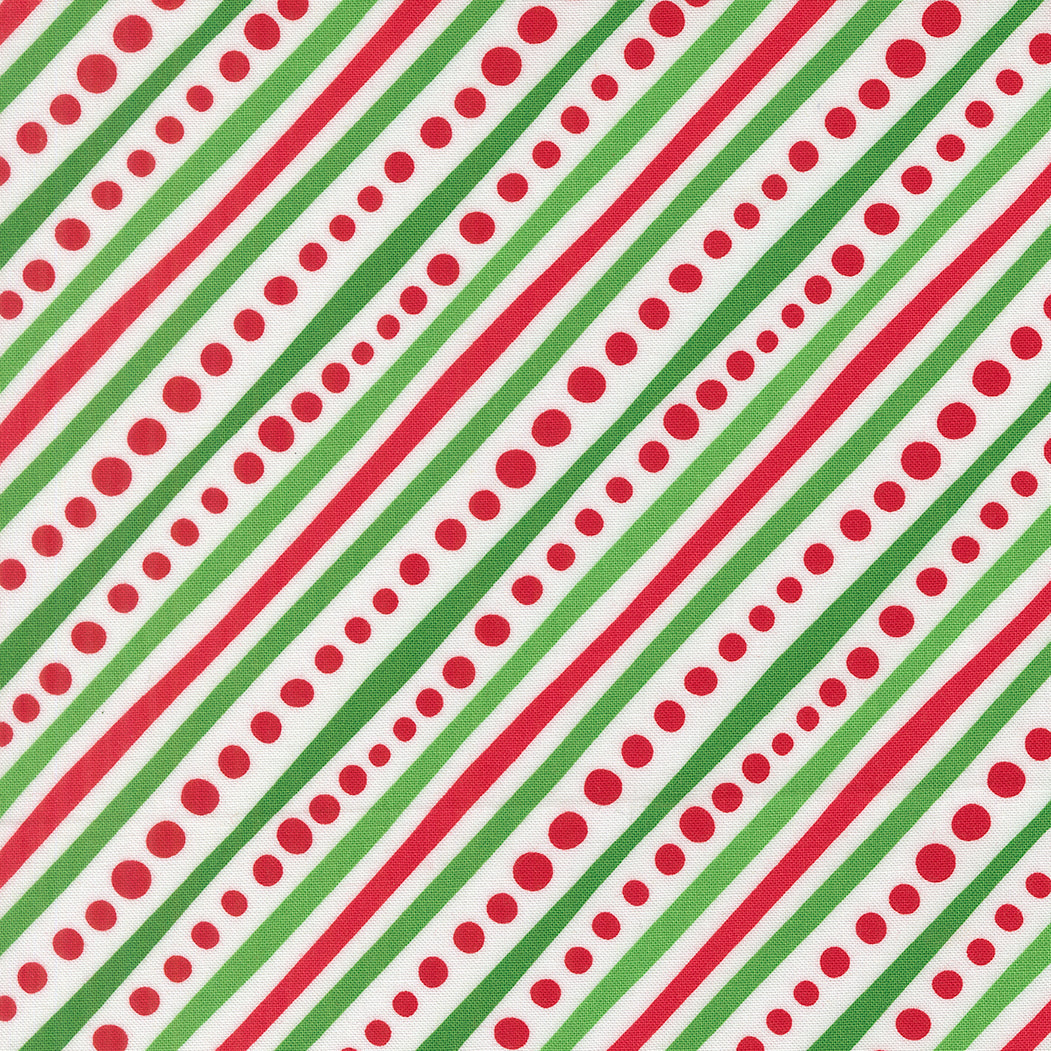 Snow Time - Dotted Bias Stripe Winter White - 22504 11 by Me and My Sister Designs for Moda