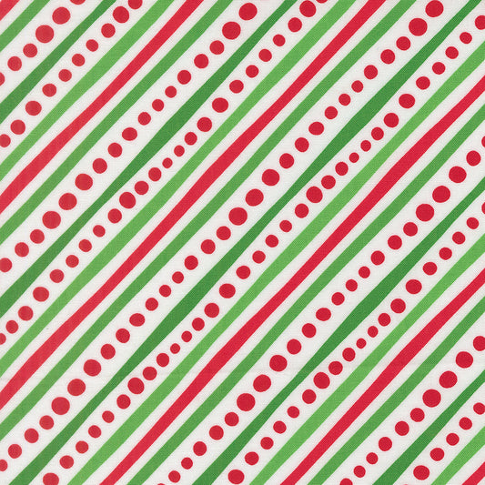 Snow Time - Dotted Bias Stripe Winter White - 22504 11 by Me and My Sister Designs for Moda