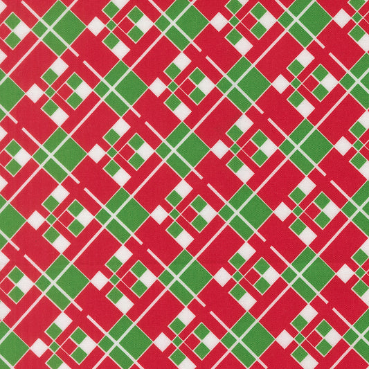 Snow Time - Vintage Checks and Plaids Poinsettia Red - 22505 14 by Me and My Sister Designs for Moda