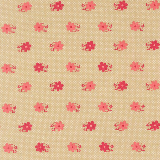 Petals and Polka Dots Pinwheels Florals Dots Linen - 3083 13 - by Bunny Hill Designs for Moda
