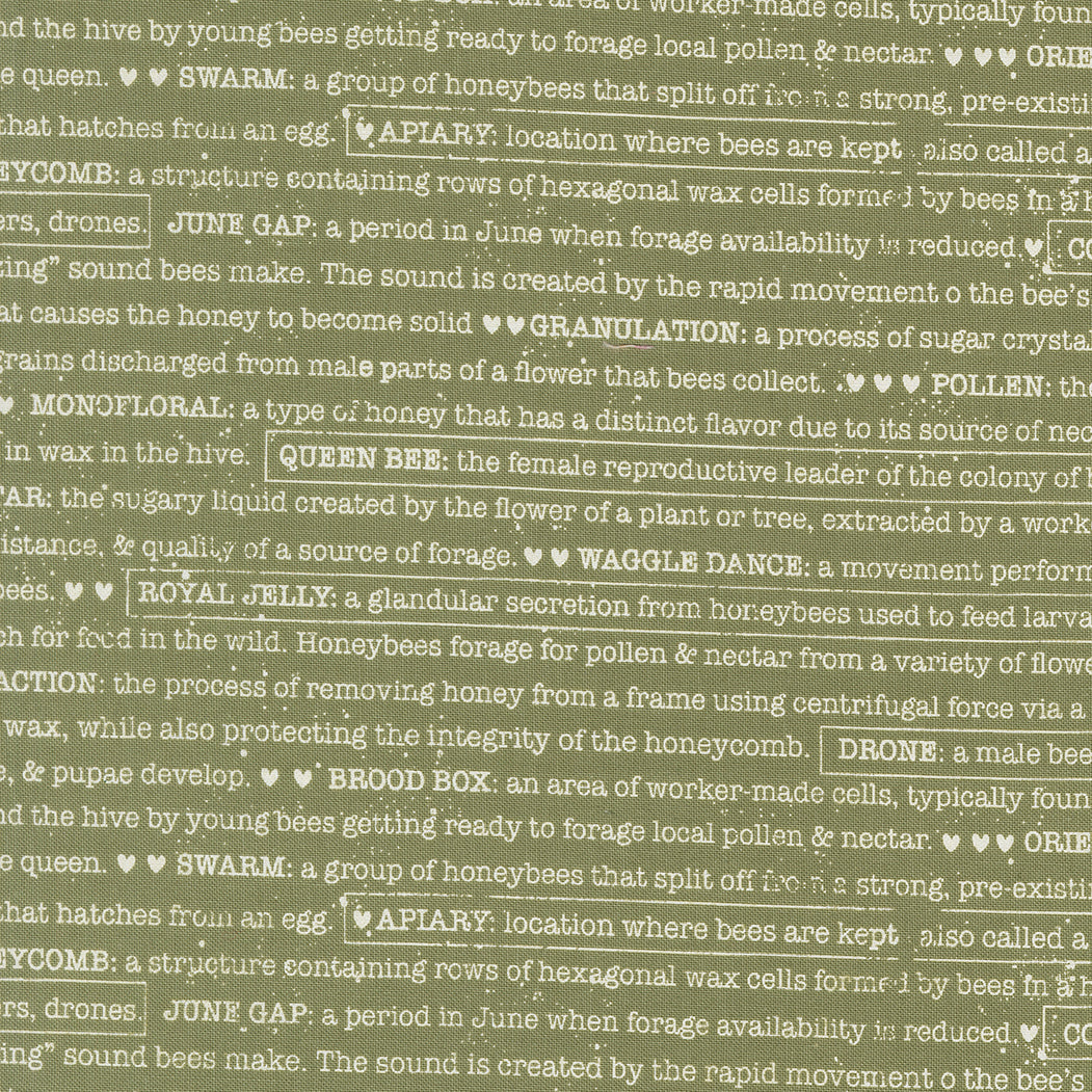 Wild Honey Buzz Words Text - Fern 5254 15 by Lella Boutique for Moda