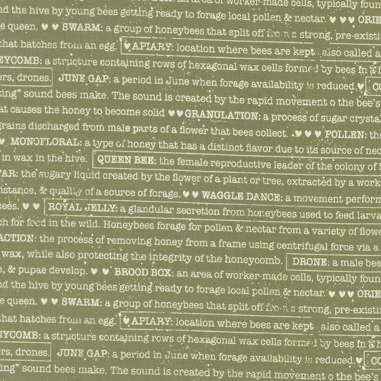 Wild Honey Buzz Words Text - Fern 5254 15 by Lella Boutique for Moda