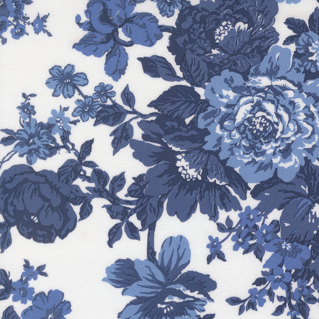 Blueprint White Navy Heirloom Florals - 55330 26 by Camille Roskelley for Moda