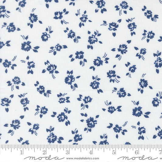 Blueprint White Navy Grace Small Floral - 55331 26 by Camille Roskelley for Moda