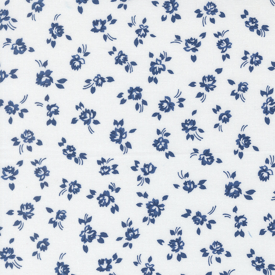 Blueprint White Navy Grace Small Floral - 55331 26 by Camille Roskelley for Moda