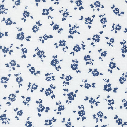 Blueprint White Navy Grace Small Floral - 55331 26 by Camille Roskelley for Moda