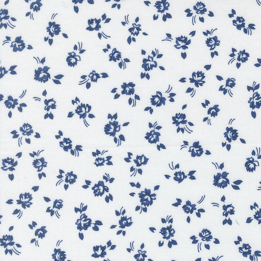 Blueprint White Navy Grace Small Floral - 55331 26 by Camille Roskelley for Moda