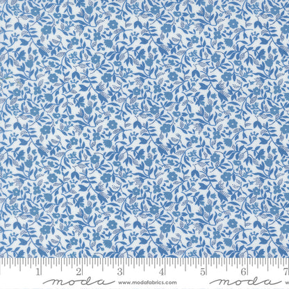 Blueprint Frolic Florals White Blue - 55335 11 by Camille Roskelley for Moda