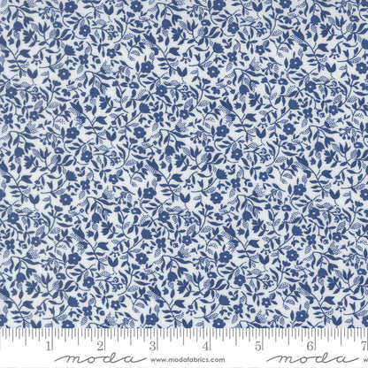 Blueprint Frolic Florals White Navy - 55335 26 by Camille Roskelley for Moda
