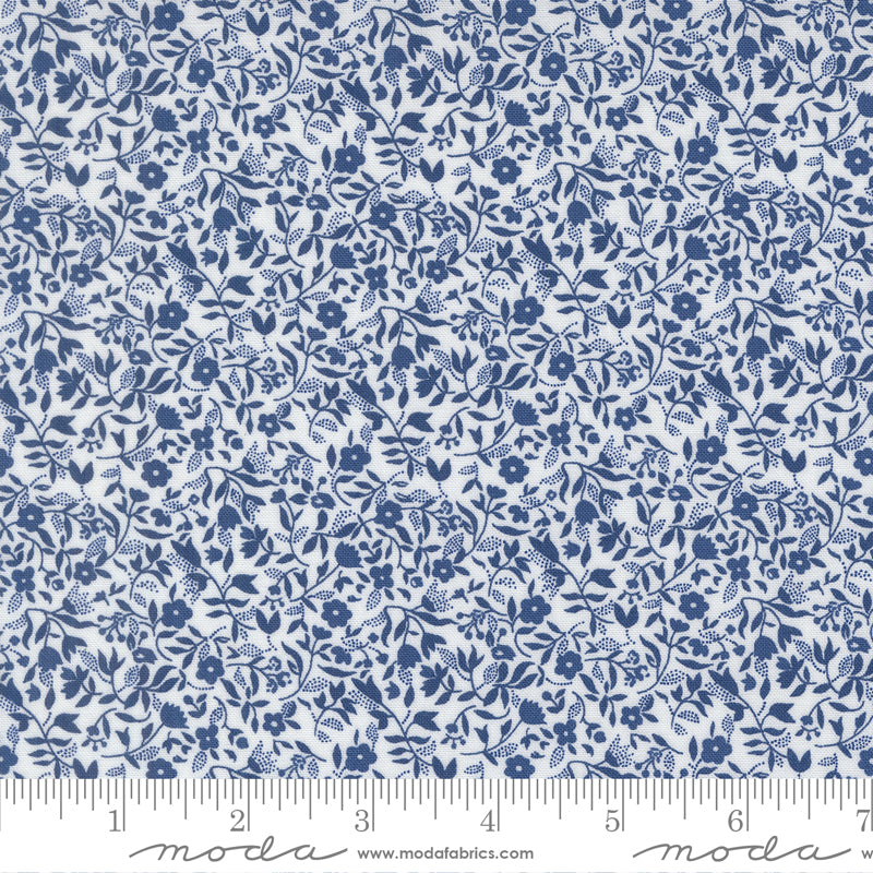Blueprint Frolic Florals White Navy - 55335 26 by Camille Roskelley for Moda