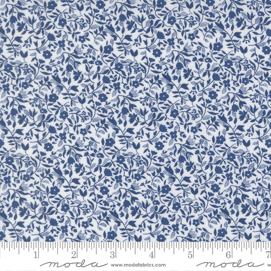 Blueprint Frolic Florals White Navy - 55335 26 by Camille Roskelley for Moda