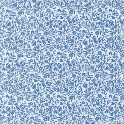Blueprint Frolic Florals White Blue - 55335 11 by Camille Roskelley for Moda