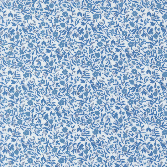 Blueprint Frolic Florals White Blue - 55335 11 by Camille Roskelley for Moda