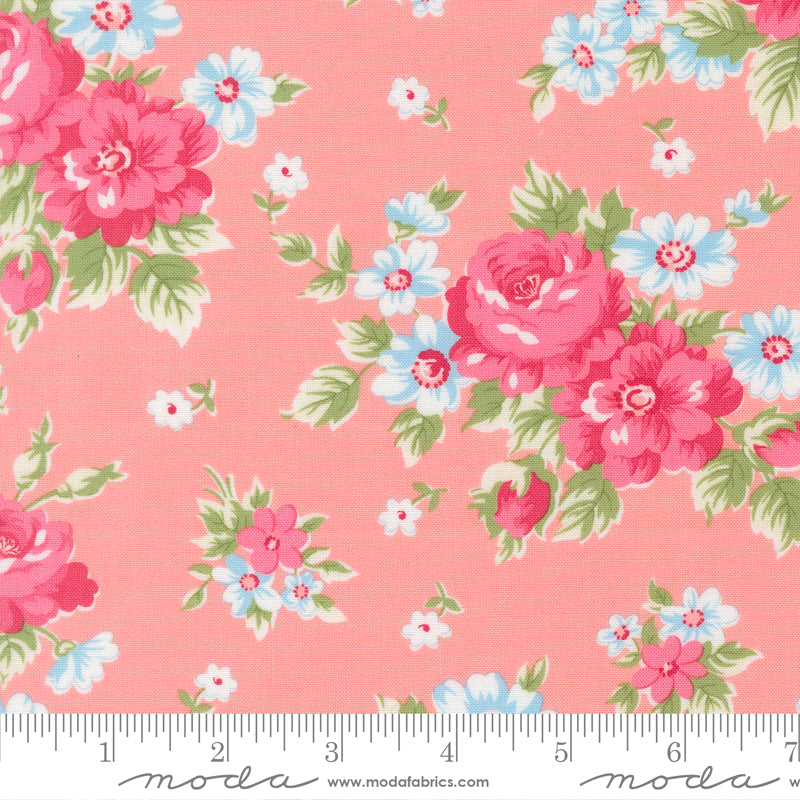 A Cat Named Stitch Blooming Florals Cabbage Rose Blush - 55340 17  - by Camille Roskelley for Moda