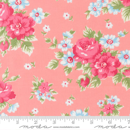 A Cat Named Stitch Blooming Florals Cabbage Rose Blush - 55340 17  - by Camille Roskelley for Moda