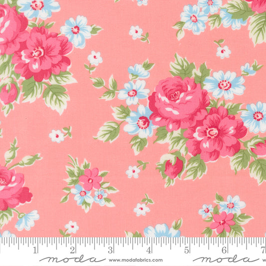 A Cat Named Stitch Blooming Florals Cabbage Rose Blush - 55340 17  - by Camille Roskelley for Moda