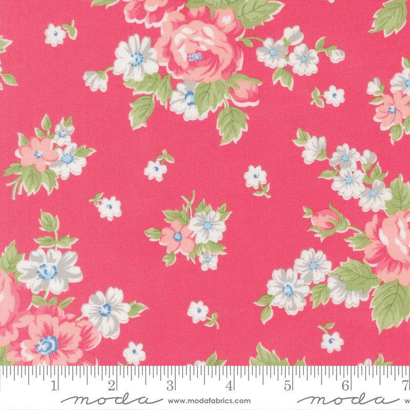 A Cat Named Stitch Blooming Florals Cabbage Rose Rosie - 55340 18  - by Camille Roskelley for Moda