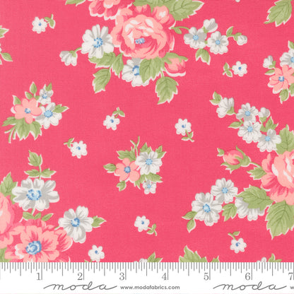A Cat Named Stitch Blooming Florals Cabbage Rose Rosie - 55340 18  - by Camille Roskelley for Moda