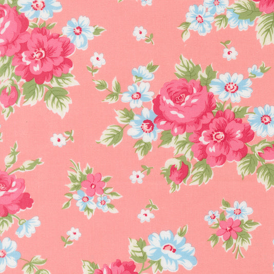 A Cat Named Stitch Blooming Florals Cabbage Rose Blush - 55340 17  - by Camille Roskelley for Moda
