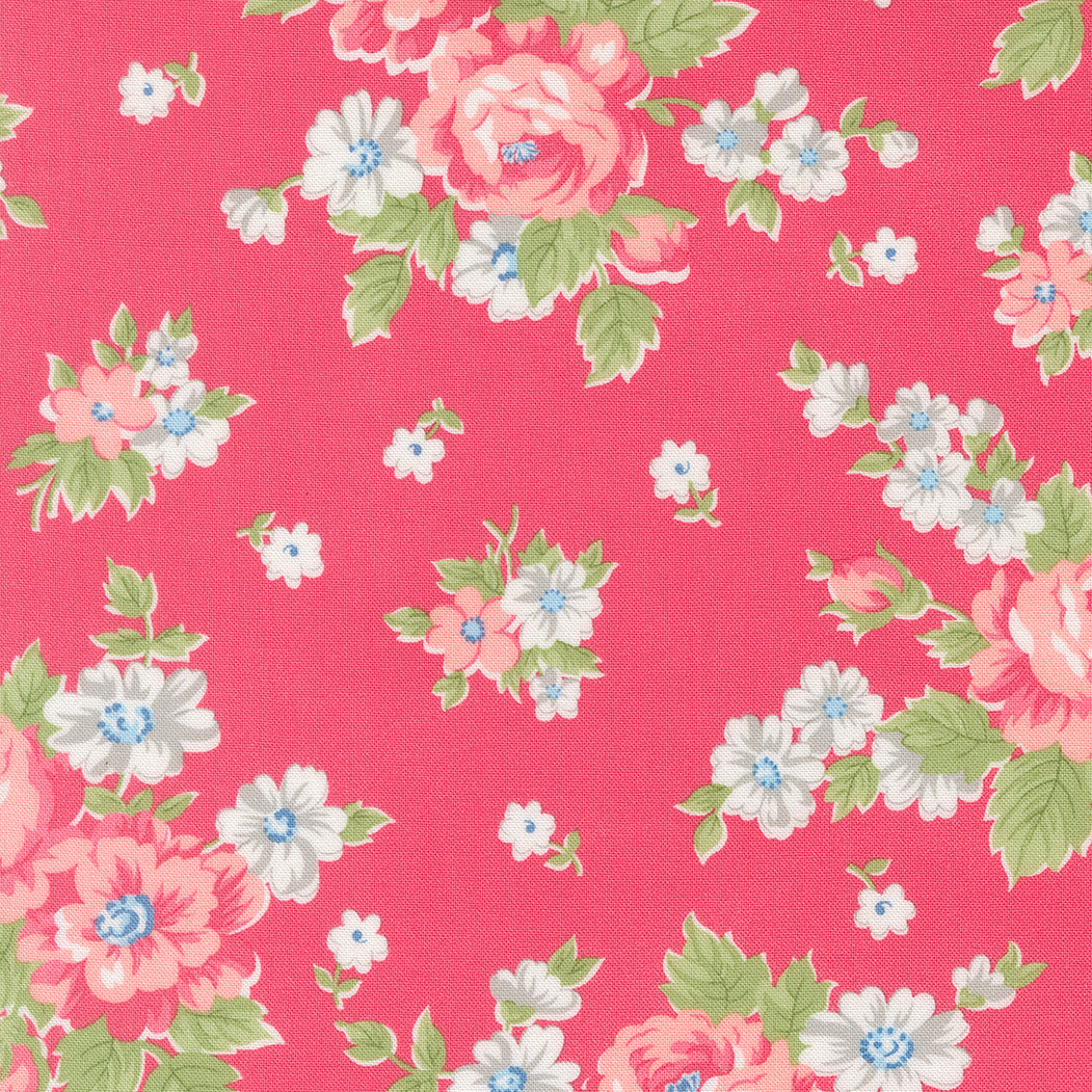 A Cat Named Stitch Blooming Florals Cabbage Rose Rosie - 55340 18  - by Camille Roskelley for Moda