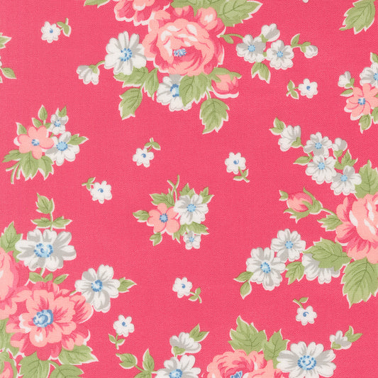 A Cat Named Stitch Blooming Florals Cabbage Rose Rosie - 55340 18  - by Camille Roskelley for Moda