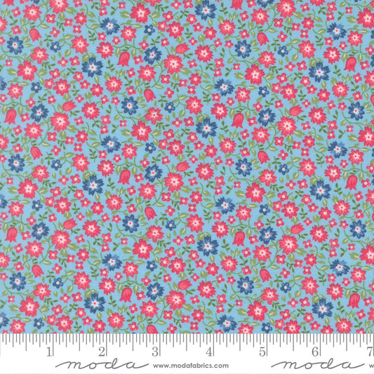 A Cat Named Stitch Lucky Small Floral Sky - 55342 12  - by Camille Roskelley for Moda